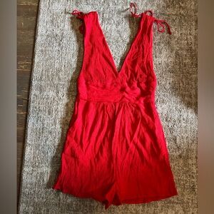 Vibrant Red Sleeveless Romper